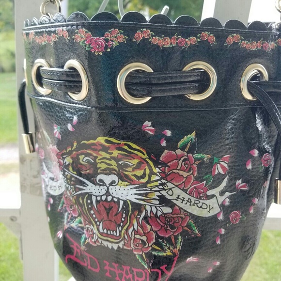 Ed Hardy Purse Tiger Chain Detail New Without Tags - Picture 6 of 8